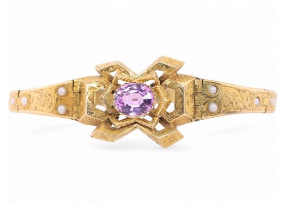Gold Topaz and Pearl Bangle