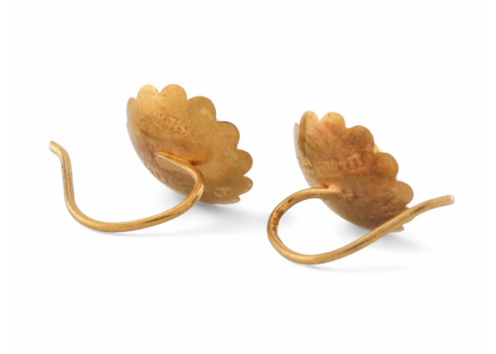 1885 Rose Cut Diamond Set Floral Drop Earrings In 15kt Yellow Gold