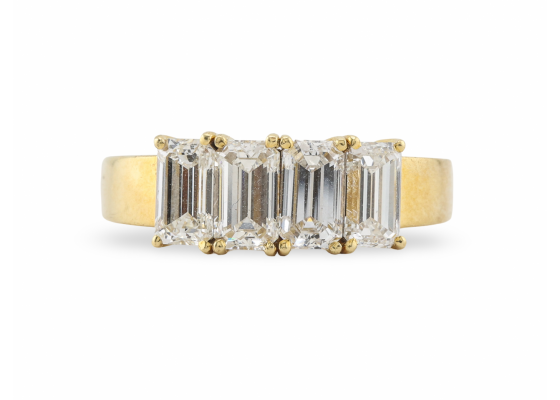 18ct Gold Five Stone Emerald Cut Diamond Ring