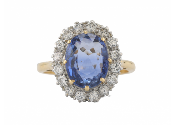 18ct Gold Sapphire and Diamond Cluster Ring