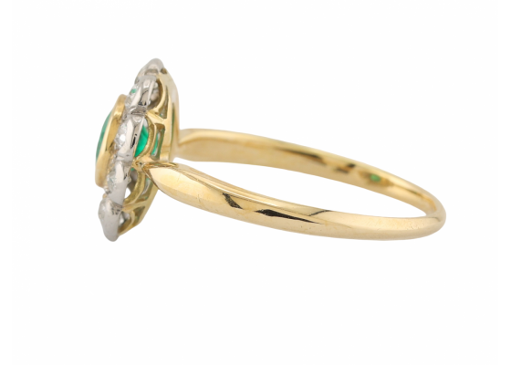 18ct Gold Emerald and Diamond Daisy Cluster Ring