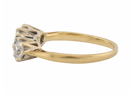 18ct Gold Emerald and Diamond Three Stone Ring