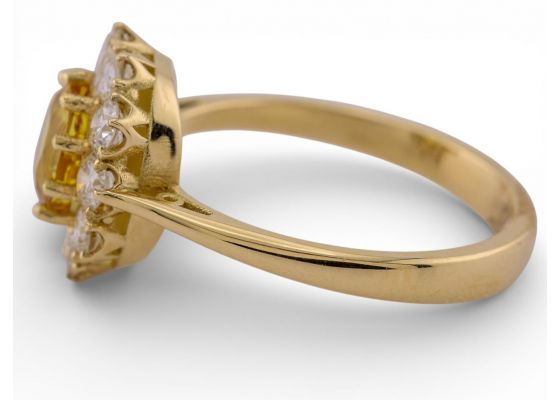 18ct Gold Yellow Sapphire and Diamond Cluster Ring